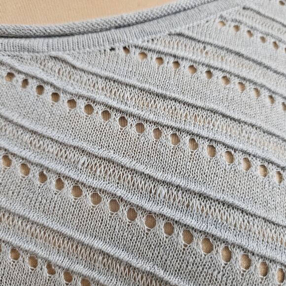 LINEN Asymmetrical Sidetail Hem Green Blue Tunic Sweater by Love Scarlett Medium - Picture 6 of 11